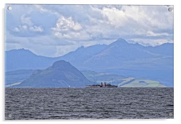 PS Waverley passing Goat Fell, Arran and Holy Isle Acrylic by Allan Durward Photography