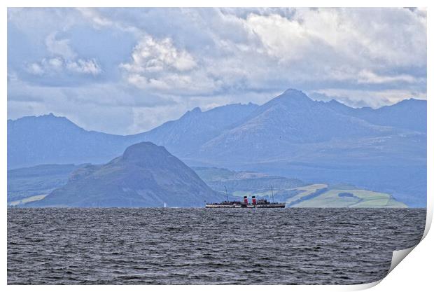 PS Waverley passing Goat Fell, Arran and Holy Isle Print by Allan Durward Photography