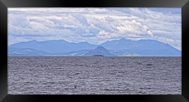 Isle of Arran mountains and PS Waverley Framed Print by Allan Durward Photography