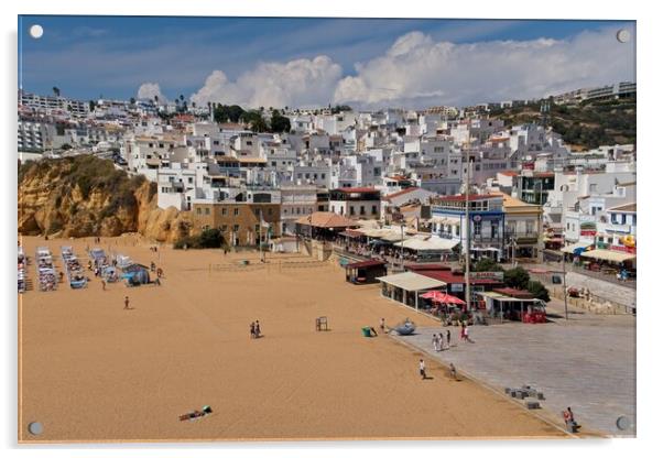 Albufeira Beach and Old Town Acrylic by Rob Cole