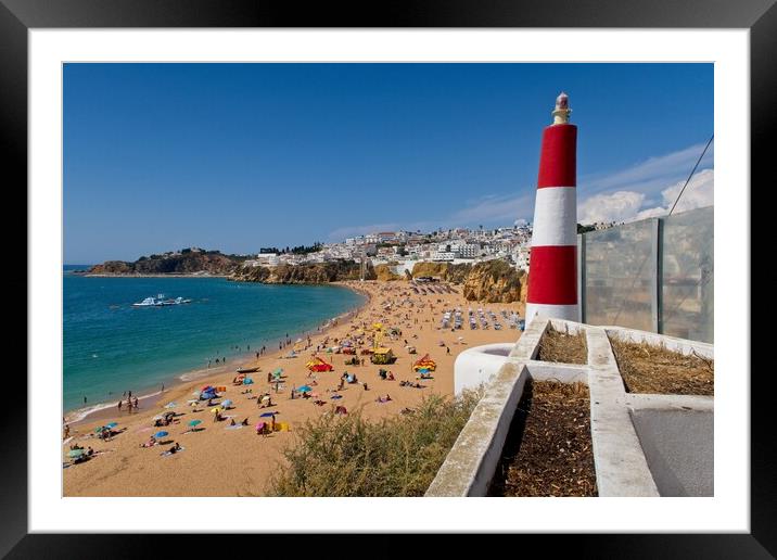 Albufeira Lighthouse Beach View Framed Mounted Print by Rob Cole
