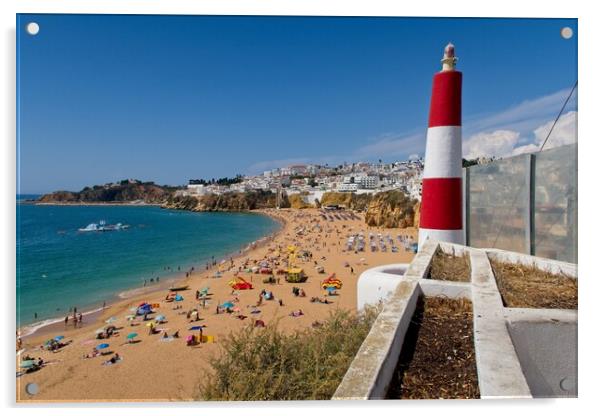 Albufeira Lighthouse Beach View Acrylic by Rob Cole
