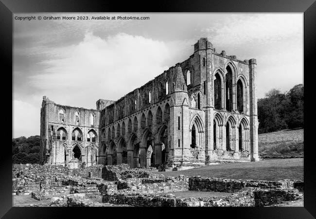 Rievaulx Abbey monochrome Framed Print by Graham Moore