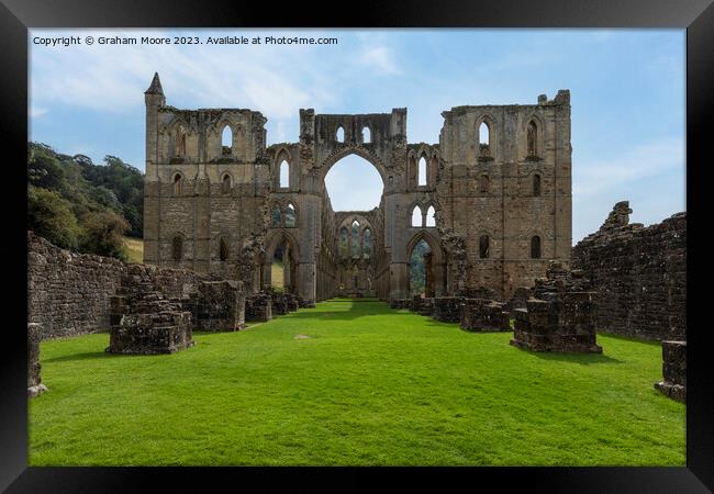 Rievaulx Abbey from the west Framed Print by Graham Moore