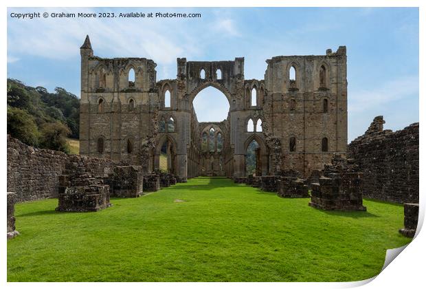 Rievaulx Abbey from the west Print by Graham Moore