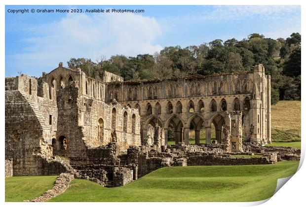 Rievaulx Abbey from the southeast Print by Graham Moore