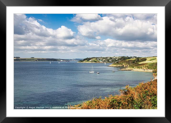 Looking up the river Fal in Cornwall Framed Mounted Print by Roger Mechan