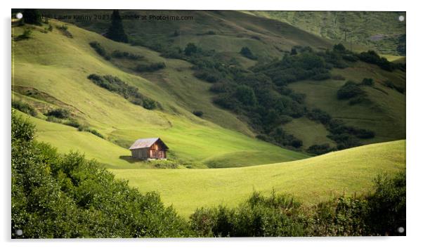 Hillside Hut Acrylic by Laura Kenny