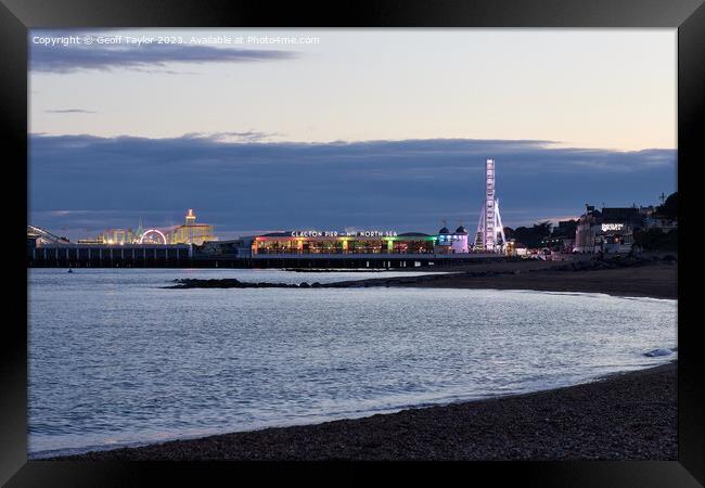 clacton pier as evening falls Framed Print by Geoff Taylor