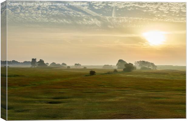 Frinton golf club in the mist Canvas Print by Geoff Taylor