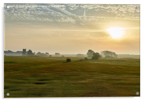 Frinton golf club in the mist Acrylic by Geoff Taylor