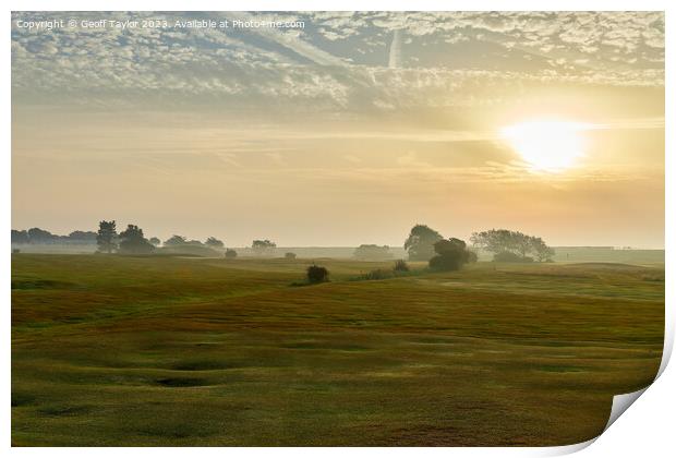 Frinton golf club in the mist Print by Geoff Taylor