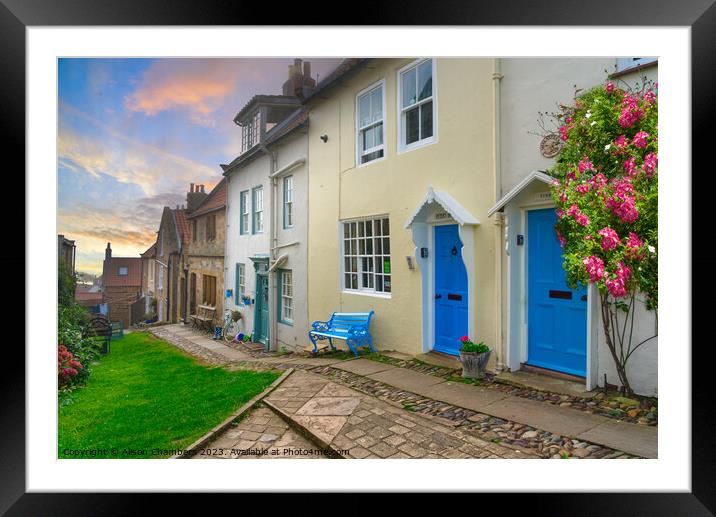 Robin Hoods Bay Cottages Framed Mounted Print by Alison Chambers