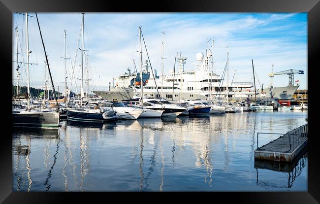 super yacht Rocinante, falmouth harbour Framed Print by kathy white