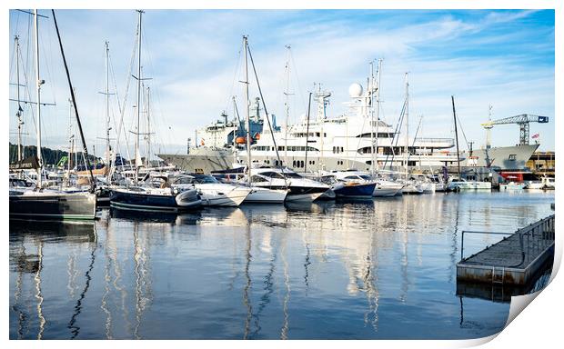 super yacht Rocinante, falmouth harbour Print by kathy white
