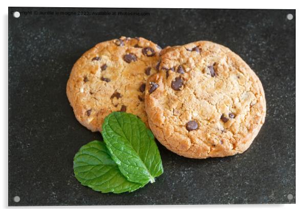 Cookies and mint leaves Acrylic by aurélie le moigne