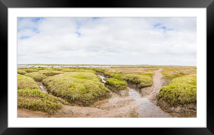 Brancaster Staithe marshes panorama Framed Mounted Print by Jason Wells