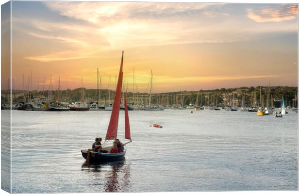 Falmouth Harbour Cornwall sunset Canvas Print by kathy white