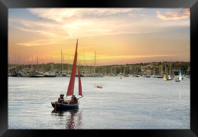 Falmouth Harbour Cornwall sunset Framed Print by kathy white