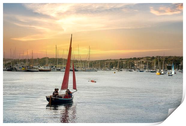 Falmouth Harbour Cornwall sunset Print by kathy white