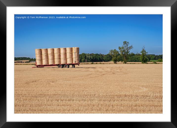 Harvest Shadows: Duffus Field's Hay Bales Framed Mounted Print by Tom McPherson