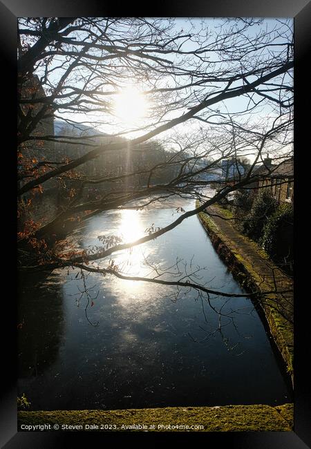 Winter's Embrace on Rochdale Canal Framed Print by Steven Dale