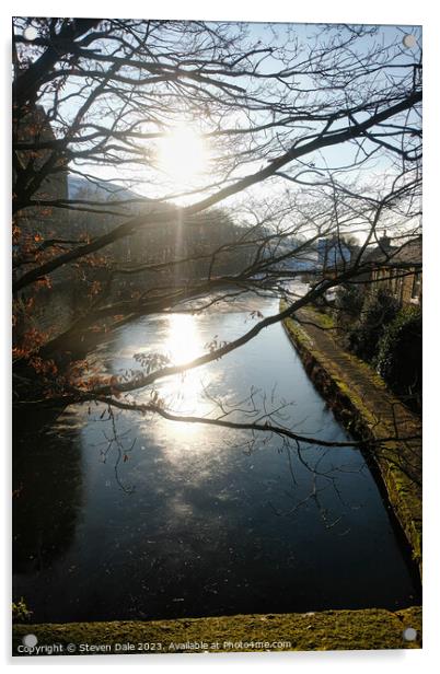 Winter's Embrace on Rochdale Canal Acrylic by Steven Dale