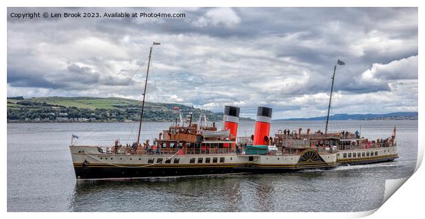 The Waverley Paddle Steamer at Blairmore Print by Len Brook