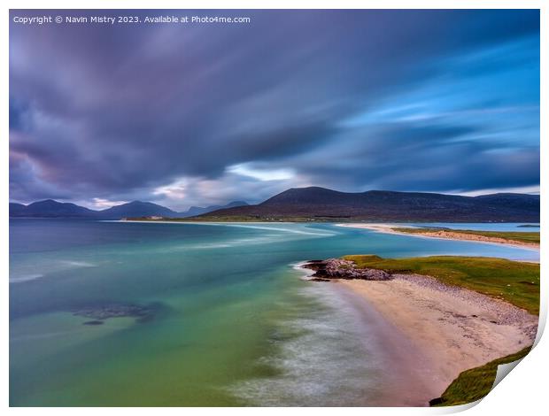 A view of Sielebost and Luskentyre Beaches Print by Navin Mistry
