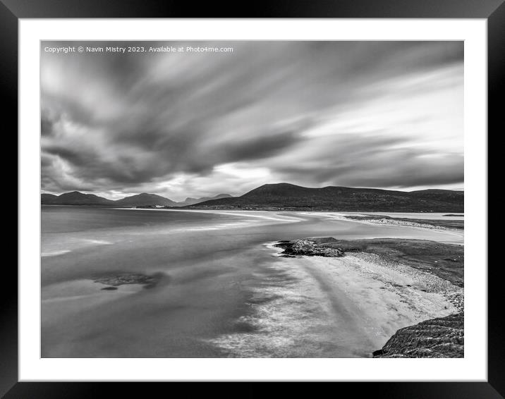 A view of Sielebost and Luskentyre Beachs, Isle of Framed Mounted Print by Navin Mistry