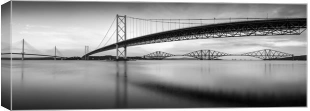 The Three Bridges B&W Panorama Canvas Print by Anthony McGeever