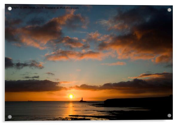 Collywell Bay sunrise. Acrylic by Jim Jones