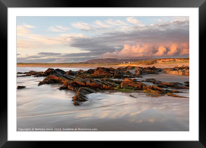 Kintra Beach, Sunset Clouds Islay Scotland.  Framed Mounted Print by Barbara Jones