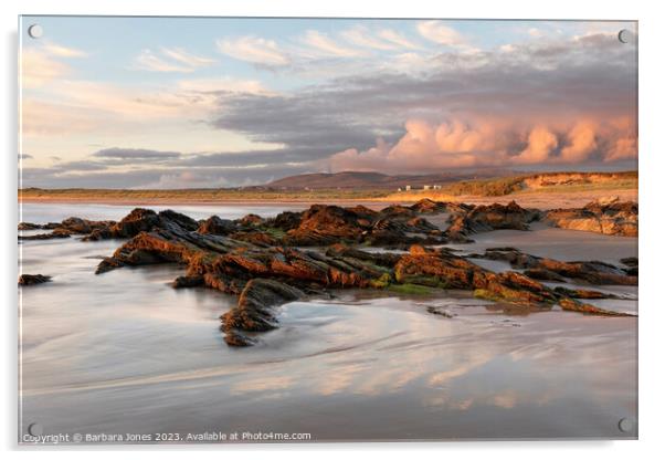 Kintra Beach, Sunset Clouds Islay Scotland.  Acrylic by Barbara Jones