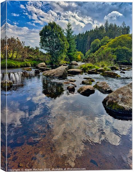 The East Dart river at Bellever Dartmoor Canvas Print by Roger Mechan