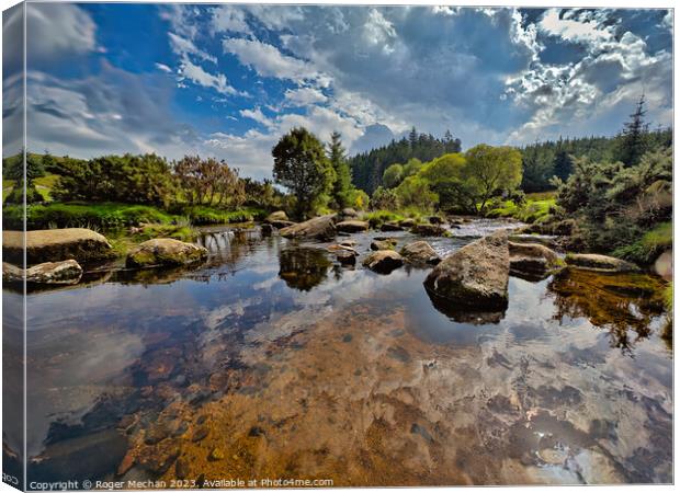 The East Dart river at Bellever Dartmoor Canvas Print by Roger Mechan