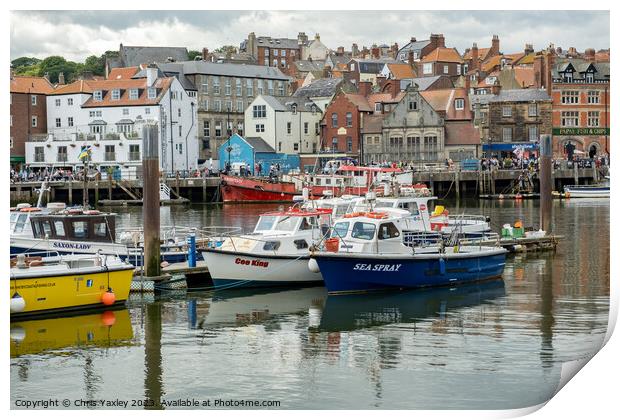 Boats in Whitby marina Print by Chris Yaxley