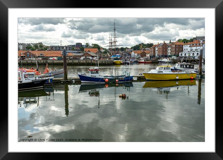Fishing boats in Whitby marina Framed Mounted Print by Chris Yaxley