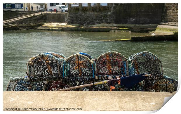 Crab pots in the fishing village of Staithes, North Yorkshire Print by Chris Yaxley