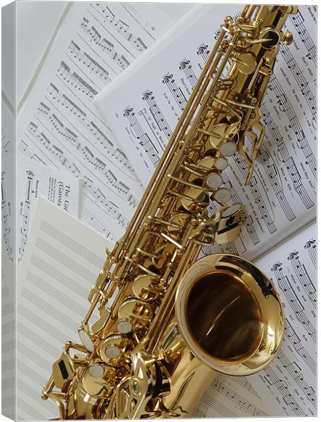 Alto Sax and Music Canvas Print by Kevin Tate