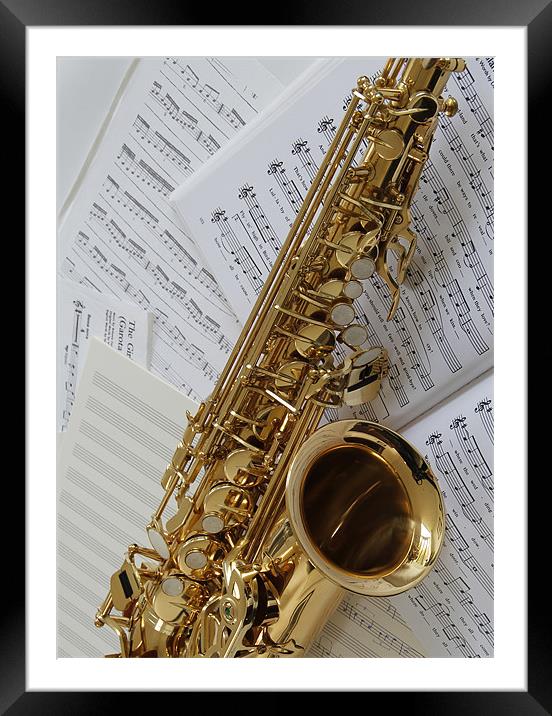 Alto Sax and Music Framed Mounted Print by Kevin Tate