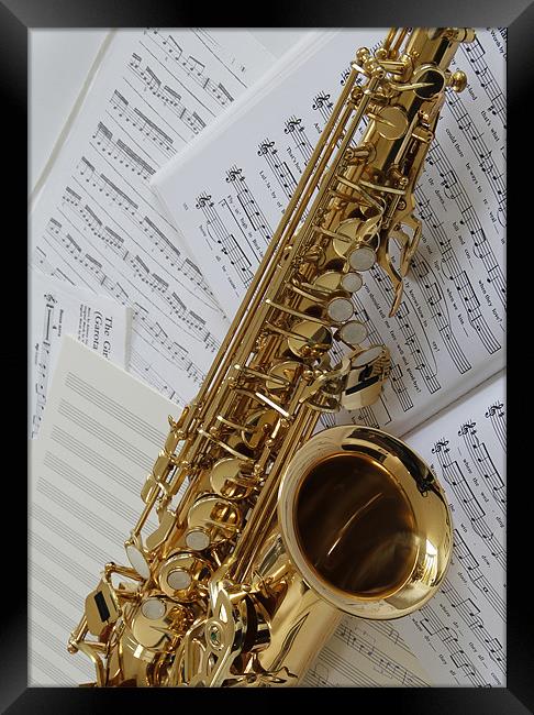 Alto Sax and Music Framed Print by Kevin Tate