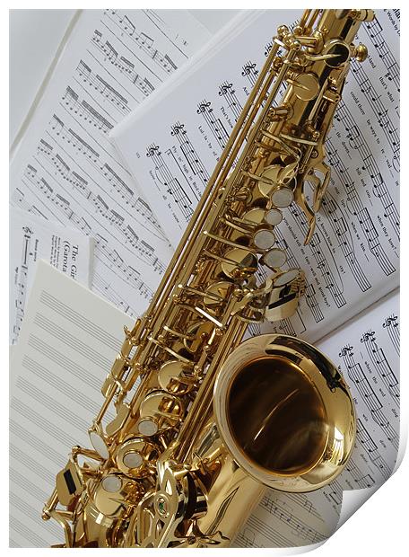 Alto Sax and Music Print by Kevin Tate