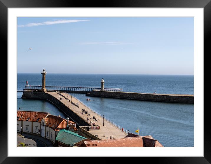 Whitby East and West Piers Framed Mounted Print by Chris Yaxley