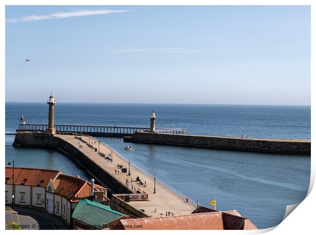 Whitby East and West Piers Print by Chris Yaxley