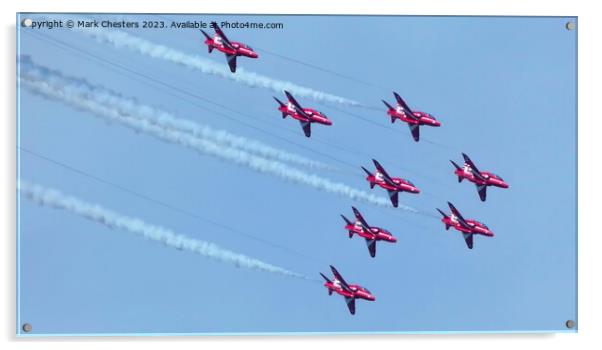 Red Arrows together Acrylic by Mark Chesters