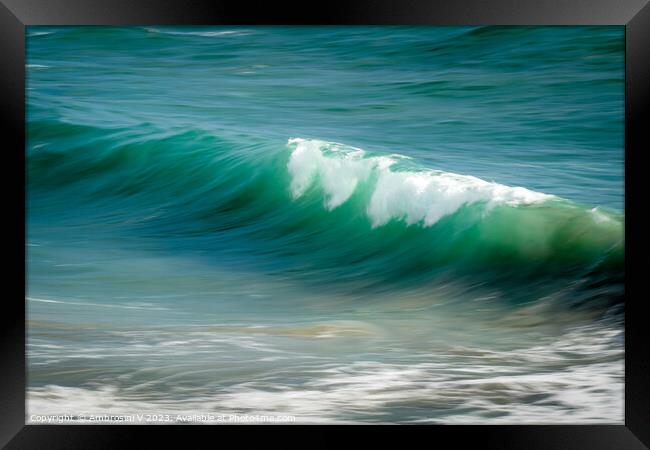Abstract view of waves in motion in Cornwall Framed Print by Ambrosini V