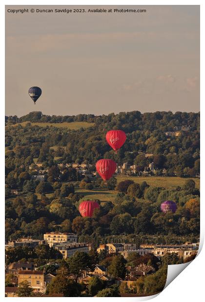 Hot air balloons launching from Batj Print by Duncan Savidge