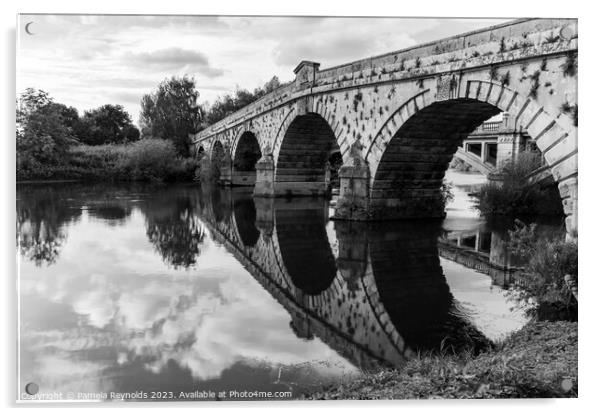 Atcham Bridge in Monochrome  Acrylic by Pamela Reynolds