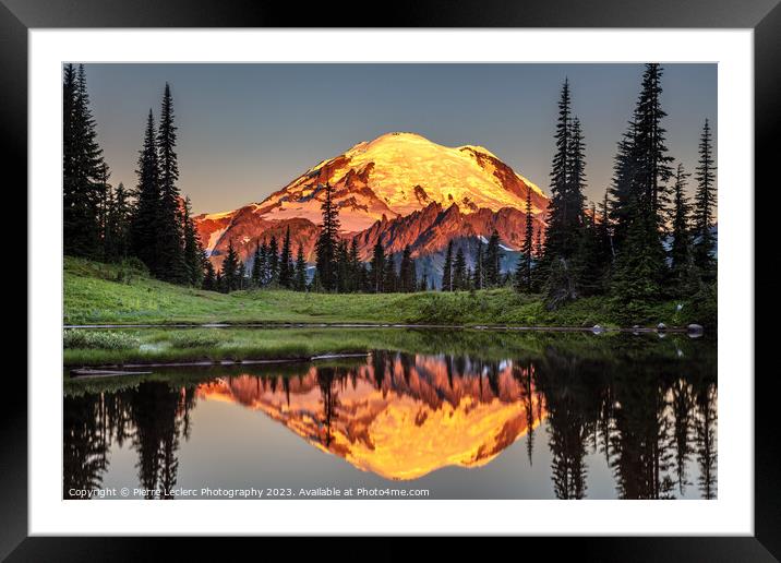 Glowing Crown, Mount Rainier Majestic Sunset Framed Mounted Print by Pierre Leclerc Photography